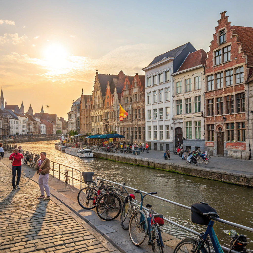 Historic Ghent canal view near the teahouse