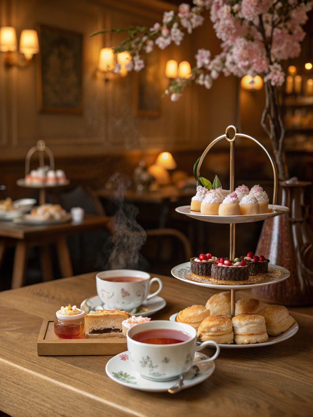 Atmospheric interior of THEEGENT teahouse in Ghent with ceramic tea ware